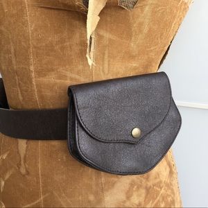 Free People Leather Belt Purse with Gold Hardware
